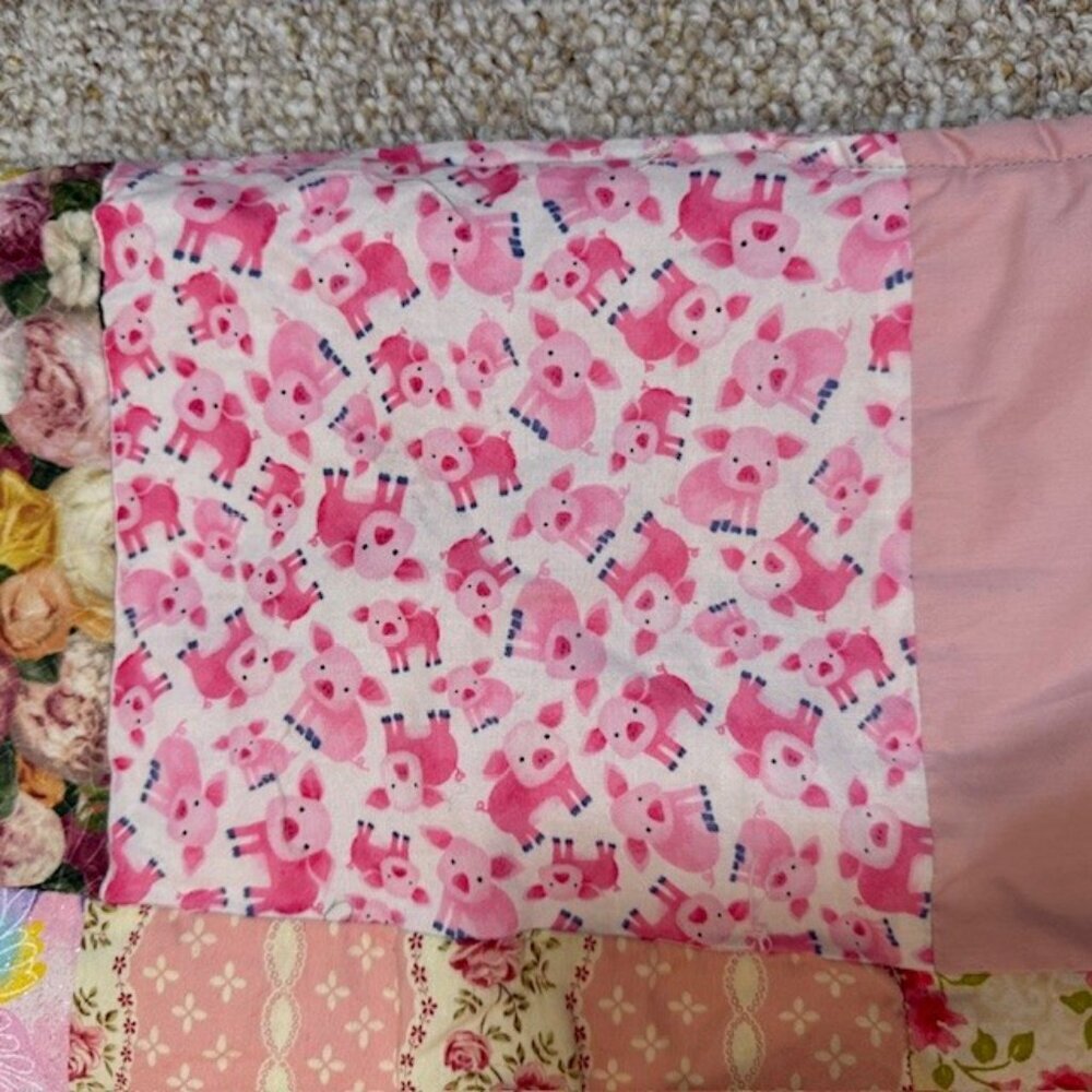Homemade wheelchair/baby/wallhanging  36x36 Girl Patchwork Quilt - Picture 6 of 12